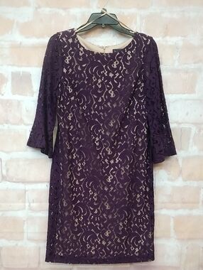 NWT Jessica Howard Purple Lace Shift Dress Size 10P